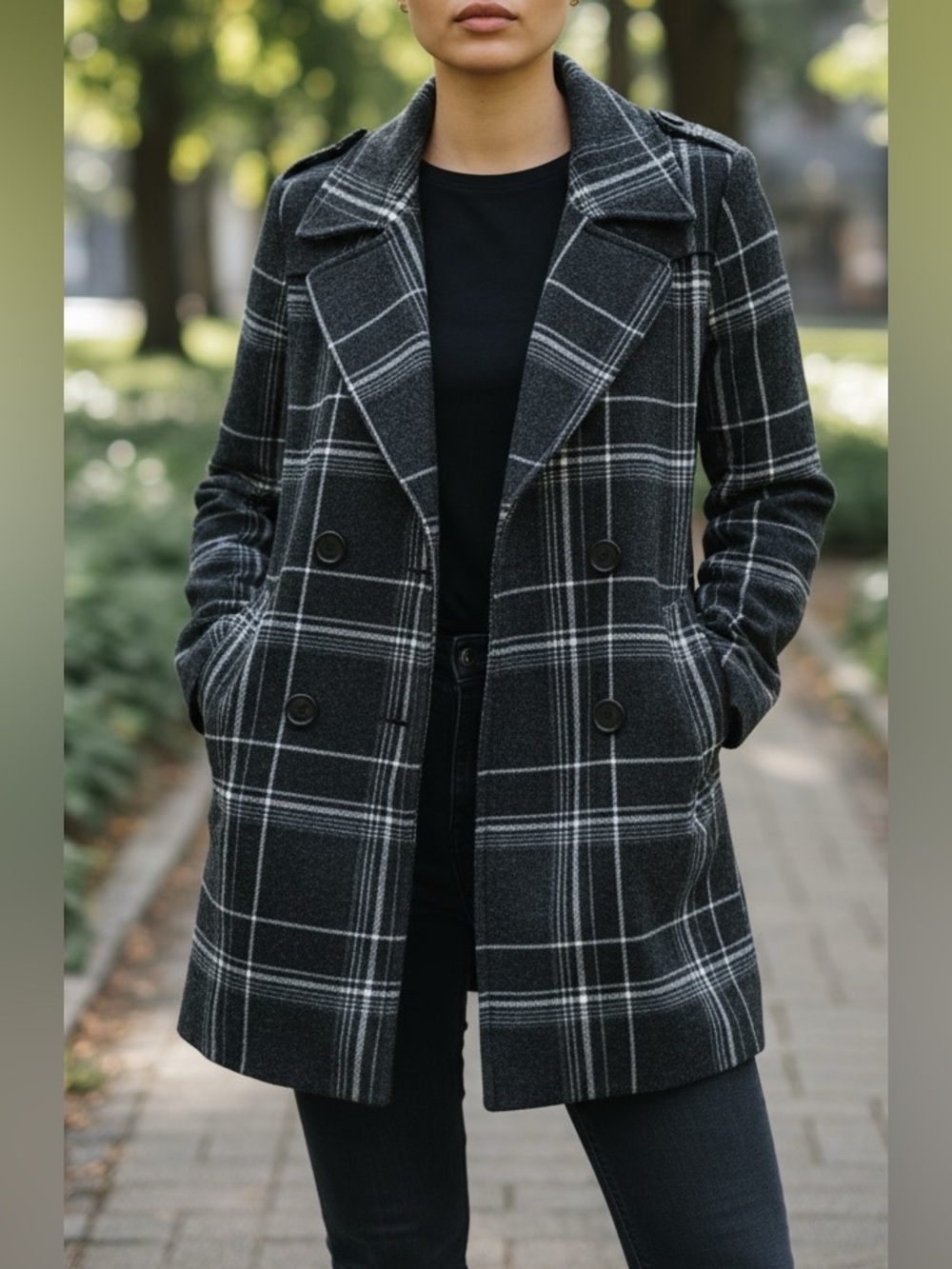 Streetwear society Black and white striped fall jacket button up size small